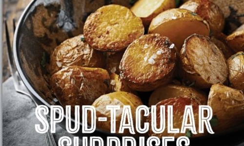 February magazine cover shows some roast potatoes in a bowl